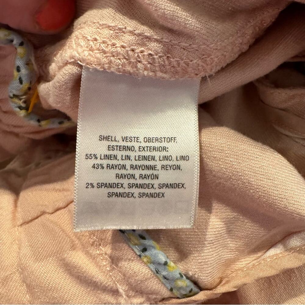 Anthropologie Elevenses Romantic Pink Beachy Linen Blend Paperbag Pants Size XS - Picture 6 of 8